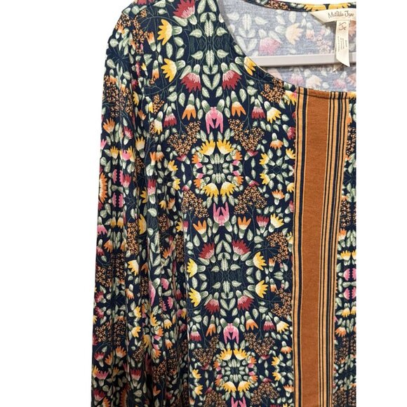 Matilda Jane Floral Long Sleeve Tunic Top With Orange Stripe Detail Size L - Picture 3 of 6
